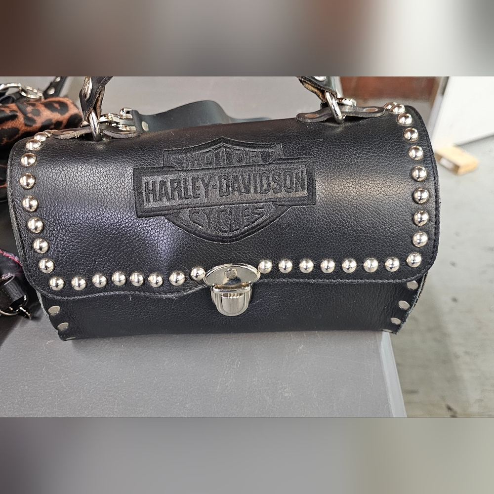 Harley-Davidson Black Studded Leather Clutch